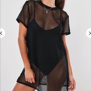Missguided black oversized fishnet tshirt dress